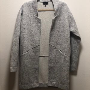 Express Fall Sweater Jacket with Pockets, Gray